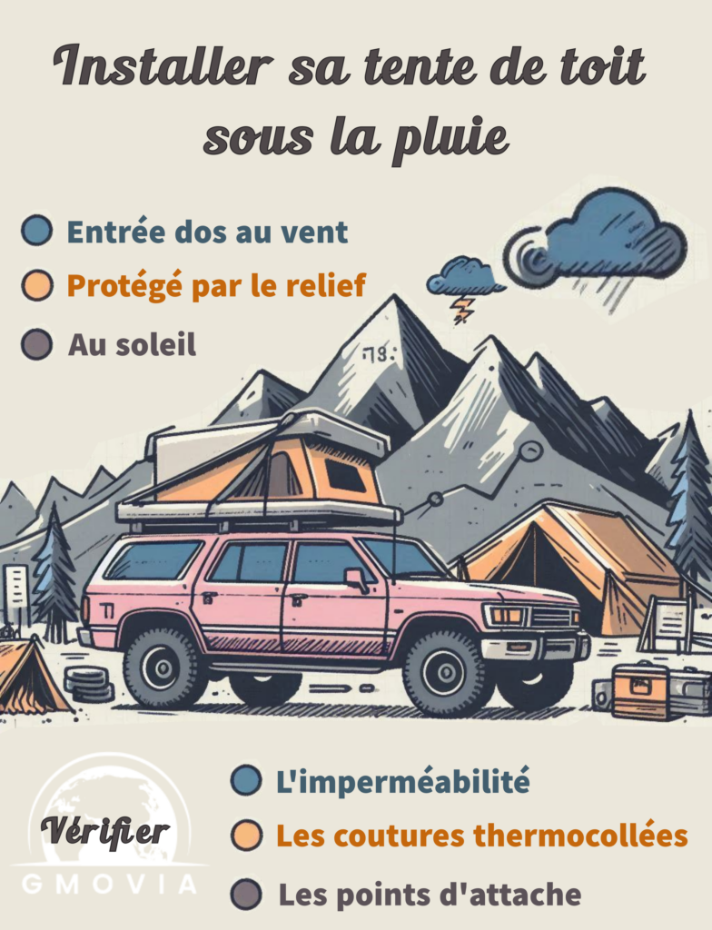 Infographie : 6 conseils pour camper en tente de toit sous le pluie