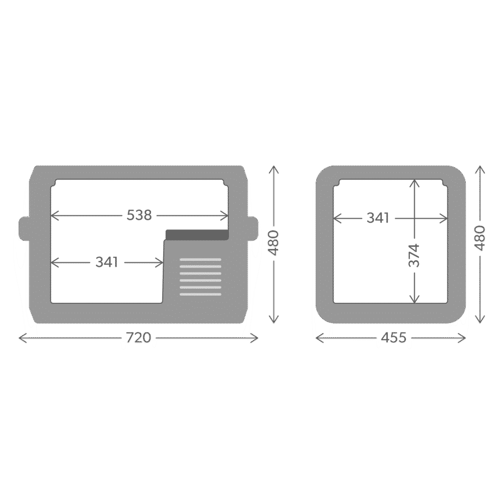 dimensions Réfrigérateur portable Dometic CFX5 55IM compression 55L