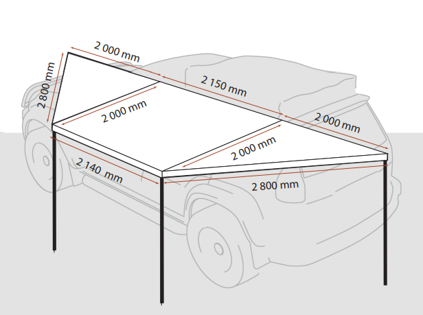 Dimensions Murs pour Auvent ROCKALU 360