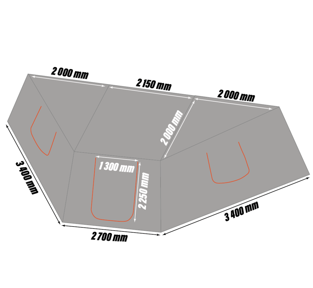 Dimensions des murs auvent 360 ROCKALU