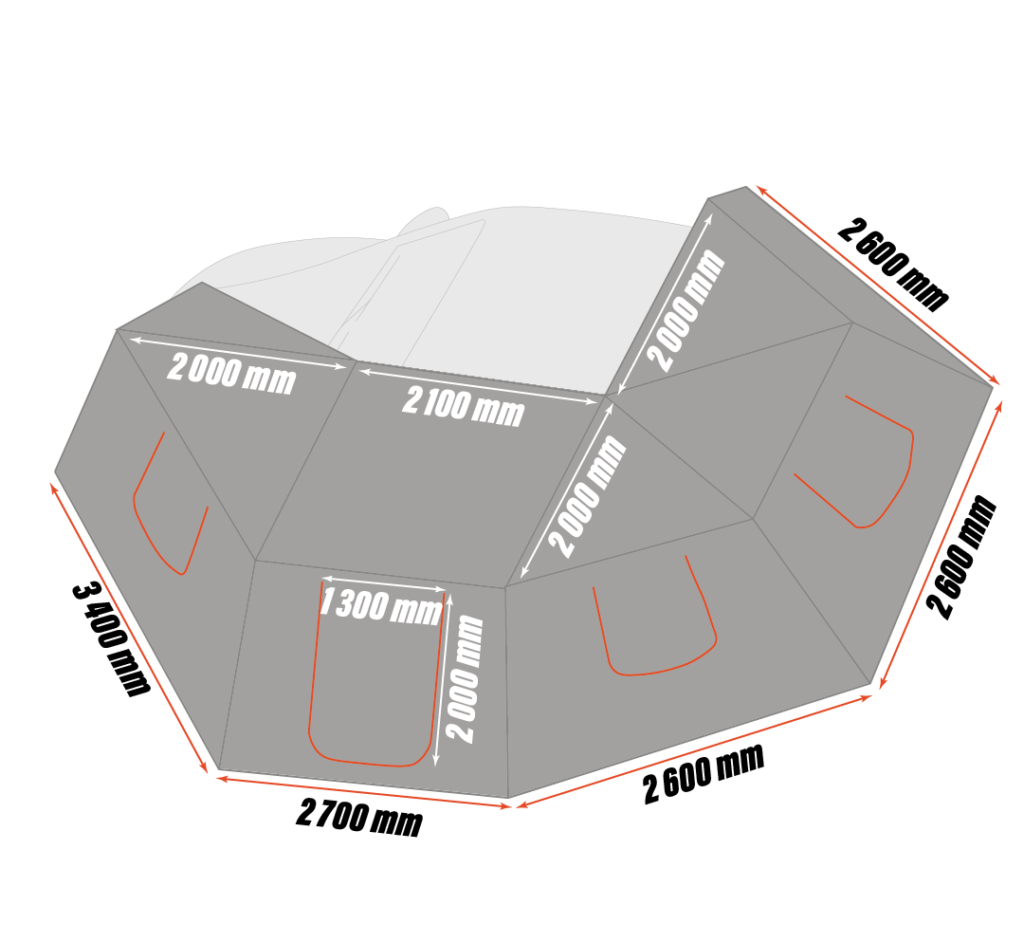 Dimensions des murs auvent 450 ROCKALU