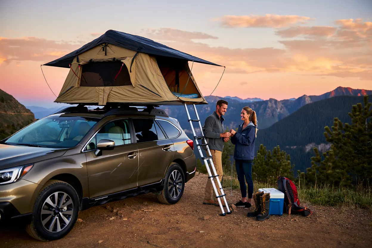 Camping en tente rigide montagne